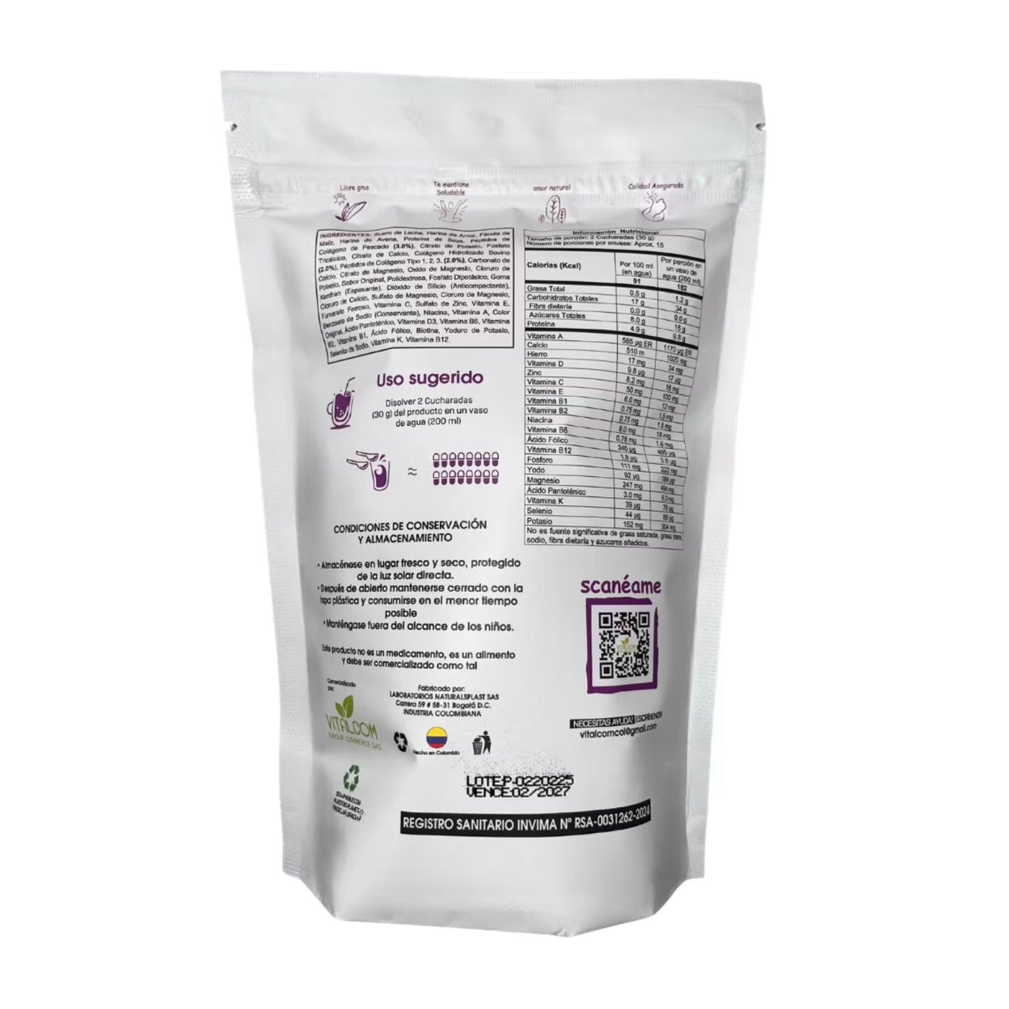 Colageno Peptides - VITALCOM + LIBRO + REGISTRO INVIMA PARA CONSUMO SEGURO Y CERTIFICADO